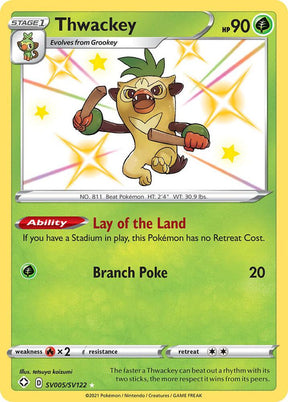 Thwackey SV005/SV122 - Pokemon TCG Shining Fates: Shiny Vault card