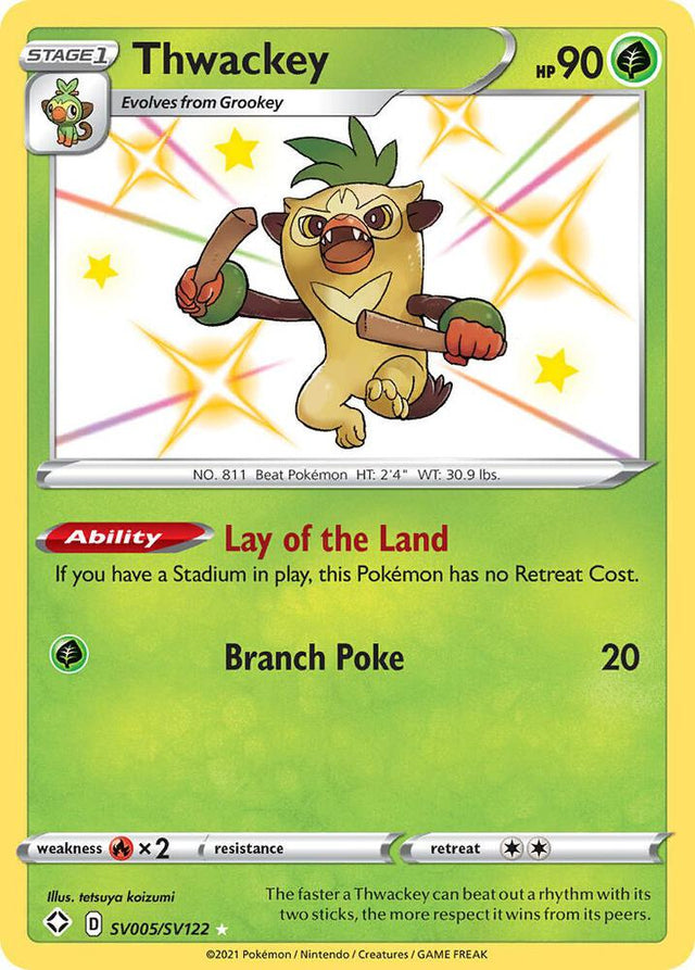 Thwackey SV005/SV122 - Pokemon TCG Shining Fates: Shiny Vault card