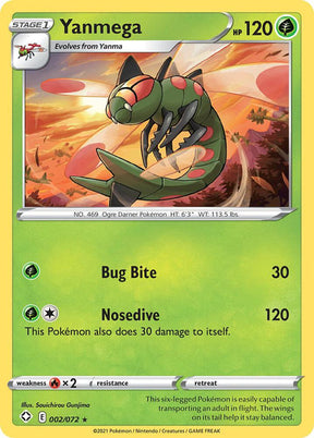 Yanmega 002/072 - Pokemon TCG Shining Fates card