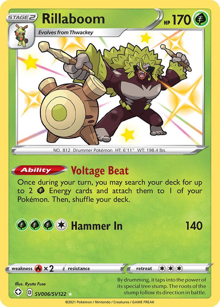Rillaboom SV006/SV122 - Pokemon TCG Shining Fates: Shiny Vault card