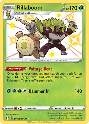 Rillaboom SV006/SV122 - Pokemon TCG Shining Fates: Shiny Vault card