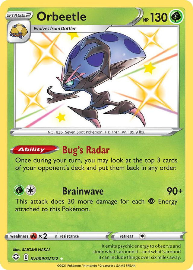 Orbeetle SV009/SV122 - Pokemon TCG Shining Fates: Shiny Vault card