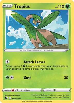 Tropius 005/072 - Pokemon TCG Shining Fates card