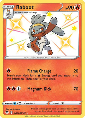Raboot SV016/SV122 - Pokemon TCG Shining Fates: Shiny Vault card