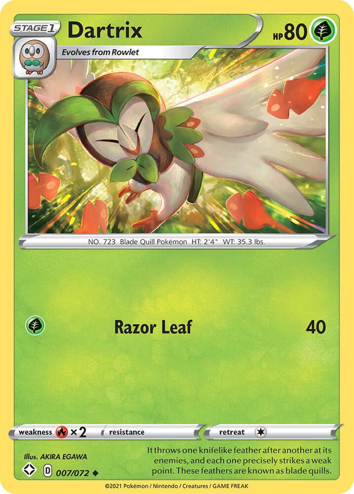 Dartrix 007/072 - Pokemon TCG Shining Fates card