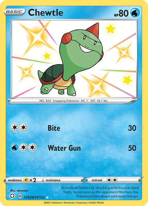 Chewtle SV028/SV122 - Pokemon TCG Shining Fates: Shiny Vault card