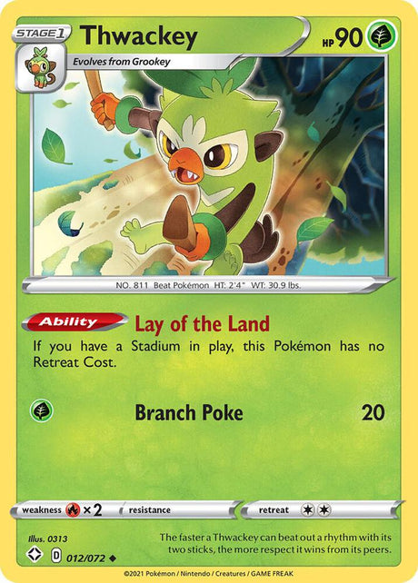 Thwackey 012/072 - Pokemon TCG Shining Fates card