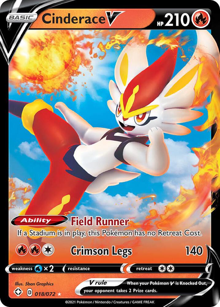 Cinderace V 018/072 - Pokemon TCG Shining Fates card