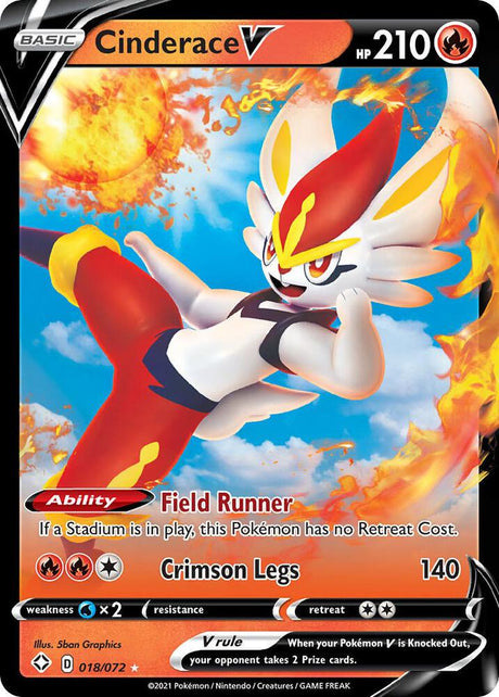 Cinderace V 018/072 - Pokemon TCG Shining Fates card