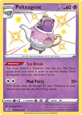 Polteageist SV053/SV122 - Pokemon TCG Shining Fates: Shiny Vault card