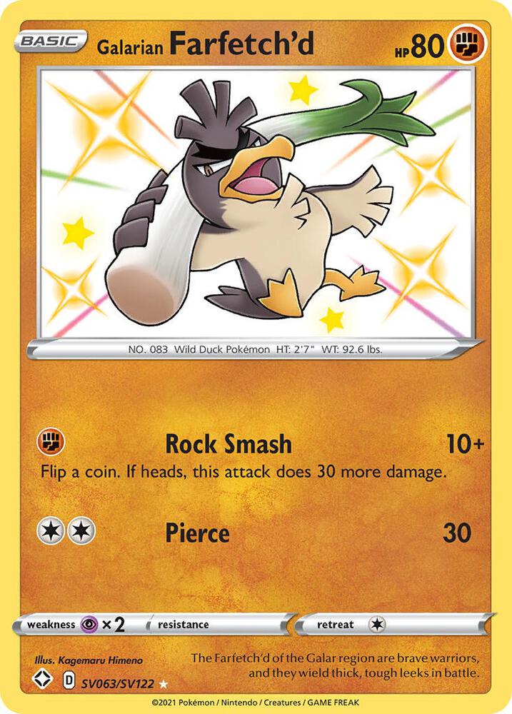Galarian Farfetch'd SV063/SV122 - Pokemon TCG Shining Fates: Shiny Vault card