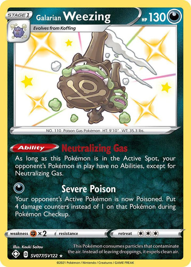 Galarian Weezing SV077/SV122 - Pokemon TCG Shining Fates: Shiny Vault card