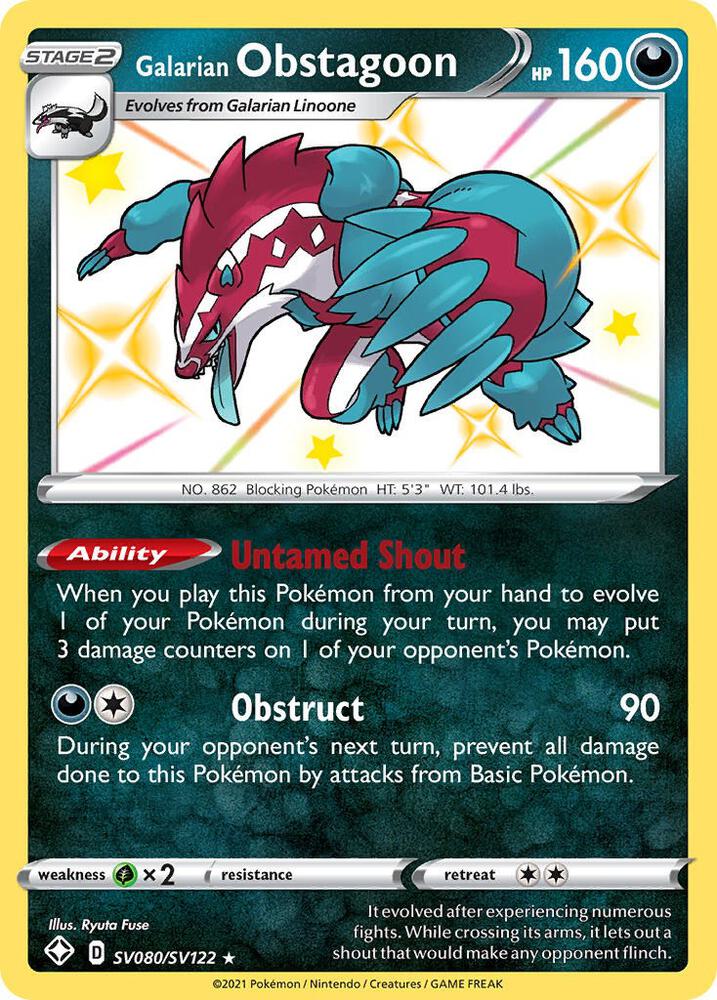 Galarian Obstagoon SV080/SV122 - Pokemon TCG Shining Fates: Shiny Vault card