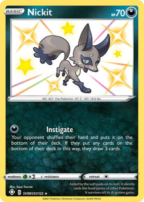 Nickit SV081/SV122 - Pokemon TCG Shining Fates: Shiny Vault card