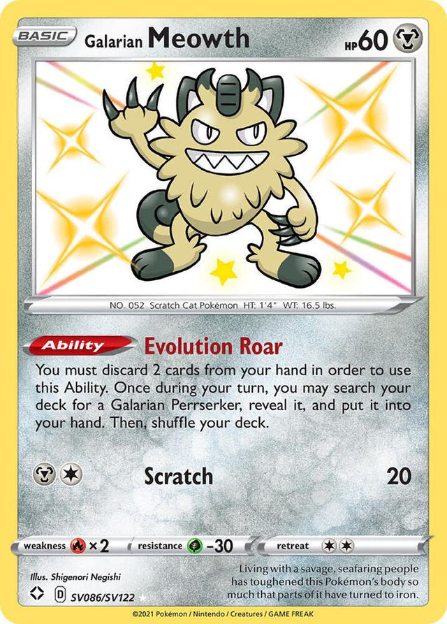 Galarian Meowth SV086/SV122 - Pokemon TCG Shining Fates: Shiny Vault card