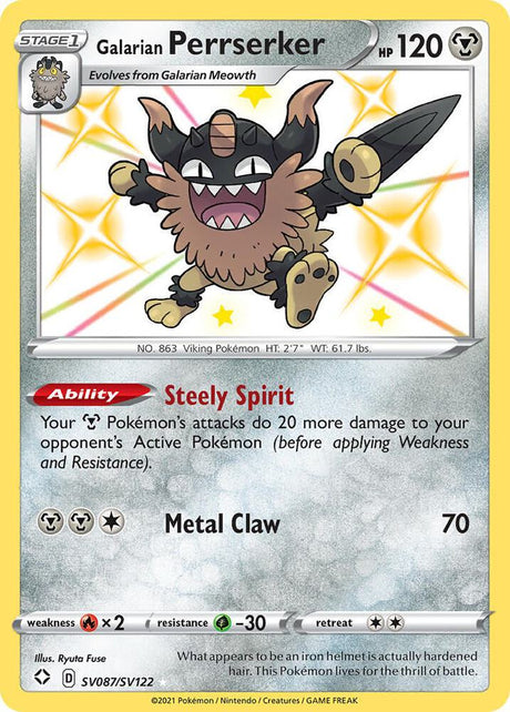 Galarian Perrserker SV087/SV122 - Pokemon TCG Shining Fates: Shiny Vault card