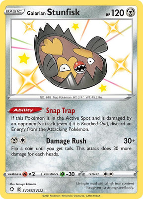 Galarian Stunfisk SV088/SV122 - Pokemon TCG Shining Fates: Shiny Vault card