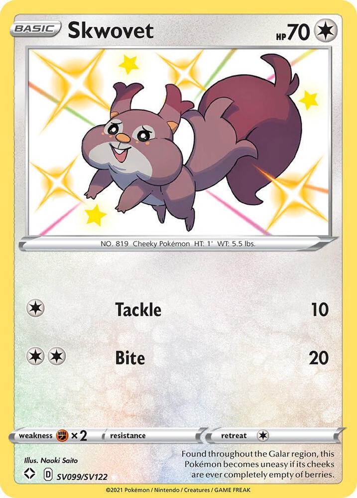 Skwovet SV099/SV122 - Pokemon TCG Shining Fates: Shiny Vault card