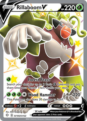 Rillaboom V SV105/SV122 - Pokemon TCG Shining Fates: Shiny Vault card