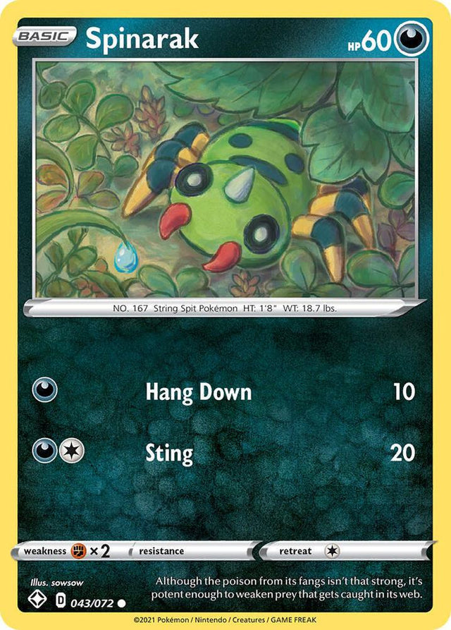 Spinarak 043/072 - Pokemon TCG Shining Fates card