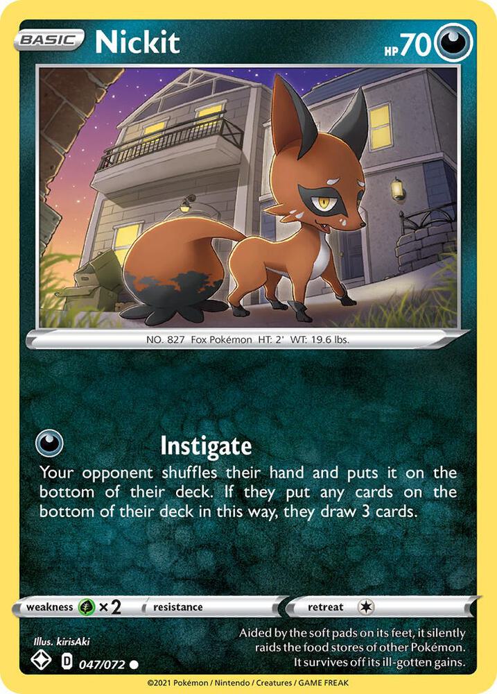 Nickit 047/072 - Pokemon TCG Shining Fates card