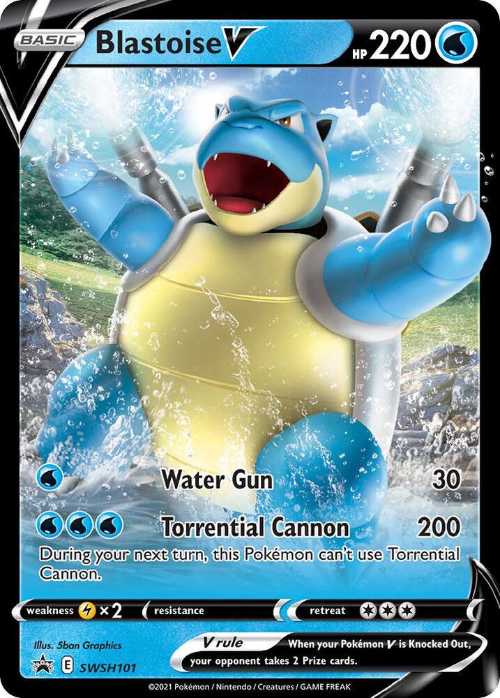 Blastoise V SWSH101, Sword & Shield Promos, Holo, English Pokémon TCG card