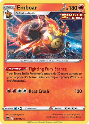 Emboar 025/163 - Pokemon TCG Battle Styles card