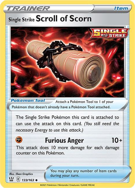 Single Strike Scroll of Scorn 133/163 - Pokemon TCG Battle Styles card