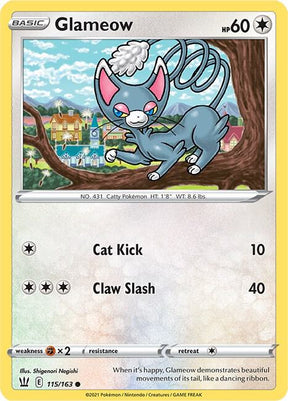 Glameow 115/163 - Pokemon TCG Battle Styles card