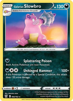 Galarian Slowbro 092/163 - Pokemon TCG Battle Styles card