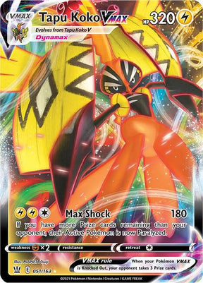 Tapu Koko VMAX 051/163 - Pokemon TCG Battle Styles card