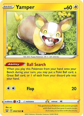 Yamper 052/163 - Pokemon TCG Battle Styles card