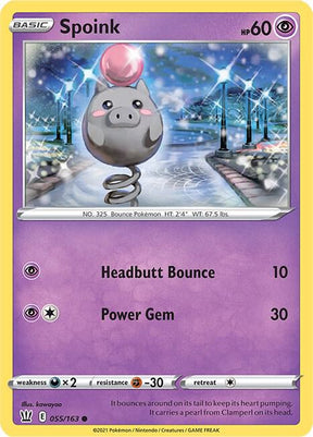 Spoink 055/163 - Pokemon TCG Battle Styles card
