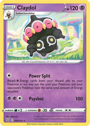 Claydol 058/163 - Pokemon TCG Battle Styles card