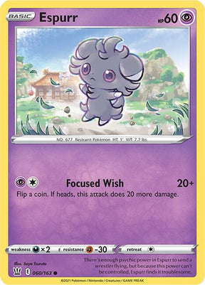 Espurr 060/163 - Pokemon TCG Battle Styles card