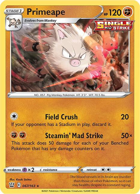 Primeape 067/163 - Pokemon TCG Battle Styles card