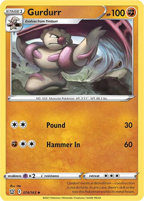 Gurdurr 074/163 - Pokemon TCG Battle Styles card