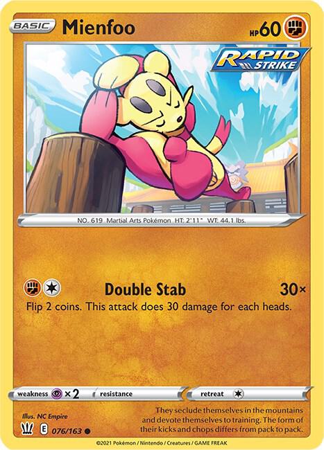 Mienfoo 076/163 - Pokemon TCG Battle Styles card