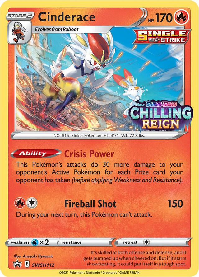 Cinderace (Prerelease) SWSH112, Sword & Shield Promos, Holo, English Pokémon TCG card