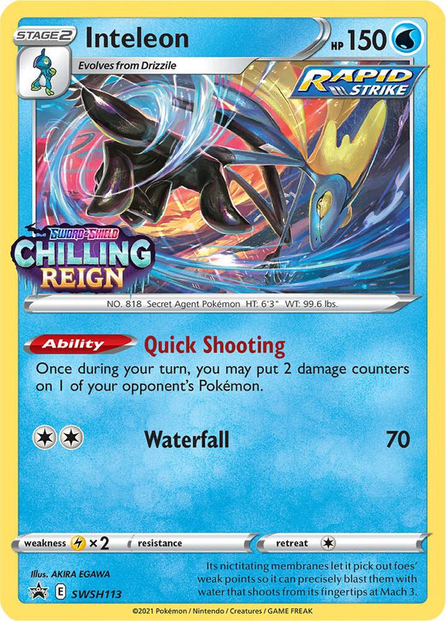 Inteleon (Prerelease) SWSH113, Sword & Shield Promos, Holo, English Pokémon TCG card
