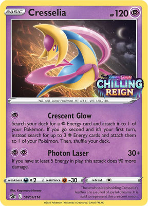 Cresselia (Prerelease) SWSH114, Sword & Shield Promos, Holo, English Pokémon TCG card