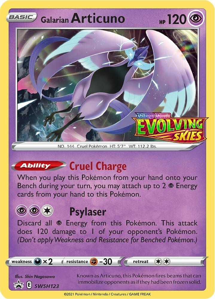 Galarian Articuno (Prerelease) SWSH123, Sword & Shield Promos, Holo, English Pokémon TCG card