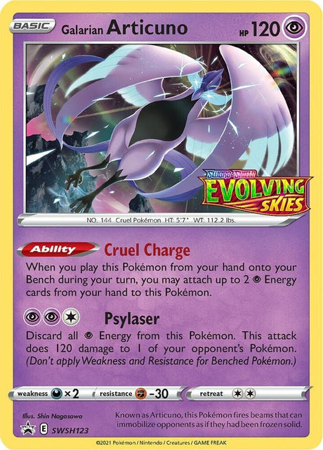 Galarian Articuno (Prerelease) SWSH123, Sword & Shield Promos, Holo, English Pokémon TCG card