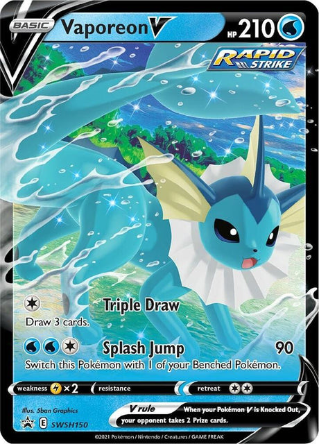 Vaporeon V SWSH150, Sword & Shield Promos, Holo, English Pokémon TCG card