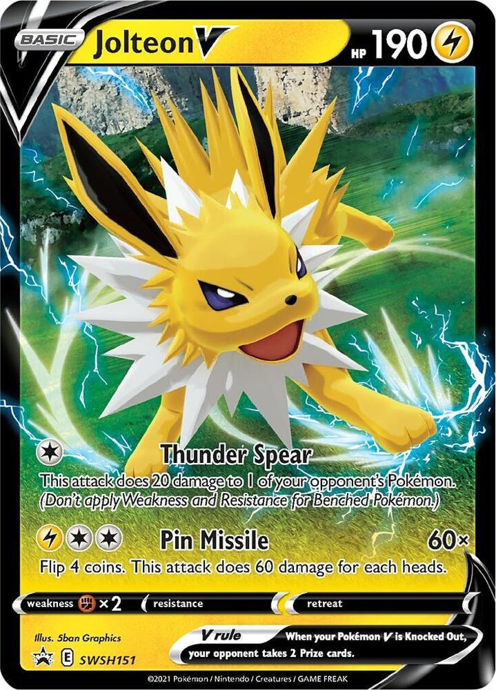 Jolteon V SWSH151, Sword & Shield Promos, Holo, English Pokémon TCG card