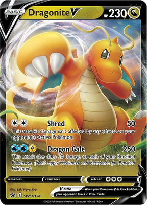 Dragonite V SWSH154, Sword & Shield Promos, Holo, English Pokémon TCG card