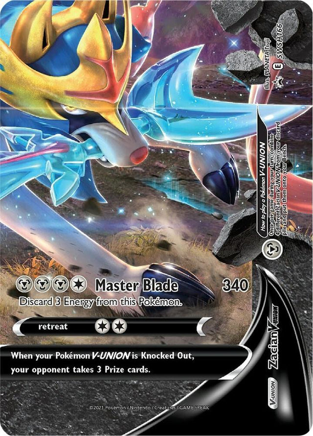 Zacian V-UNION SWSH166, Sword & Shield Promos, Holo, English Pokémon TCG card