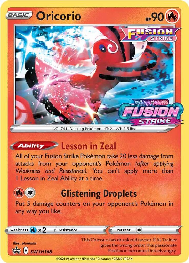 Oricorio (Prerelease) SWSH168, Sword & Shield Promos, Holo, English Pokémon TCG card
