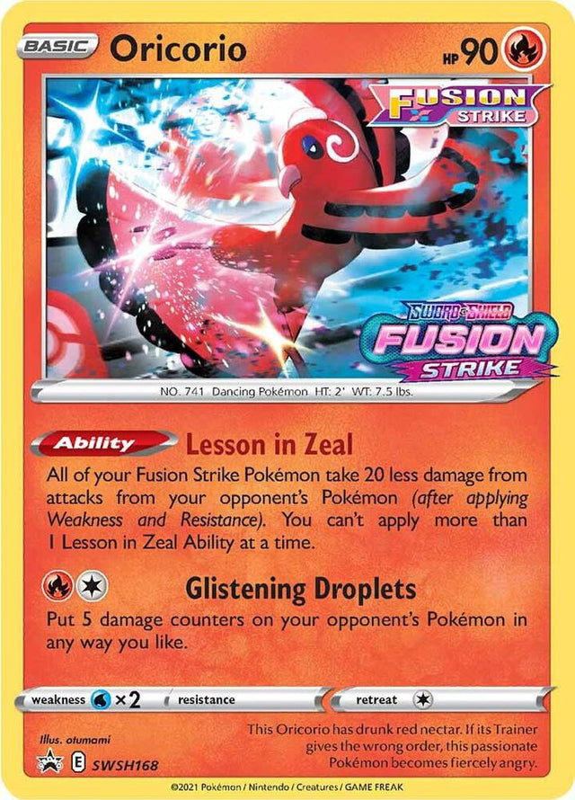 Oricorio (Prerelease) SWSH168, Sword & Shield Promos, Holo, English Pokémon TCG card