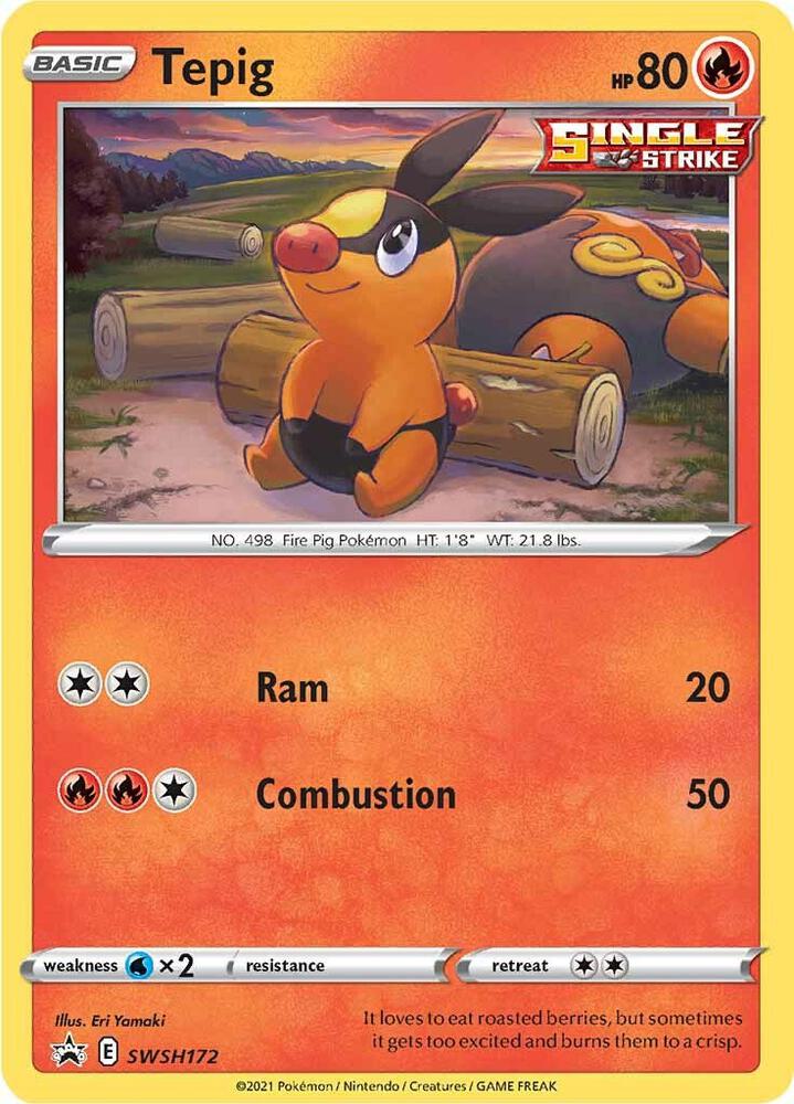 Tepig SWSH172, Sword & Shield Promos, Holo, English Pokémon TCG card